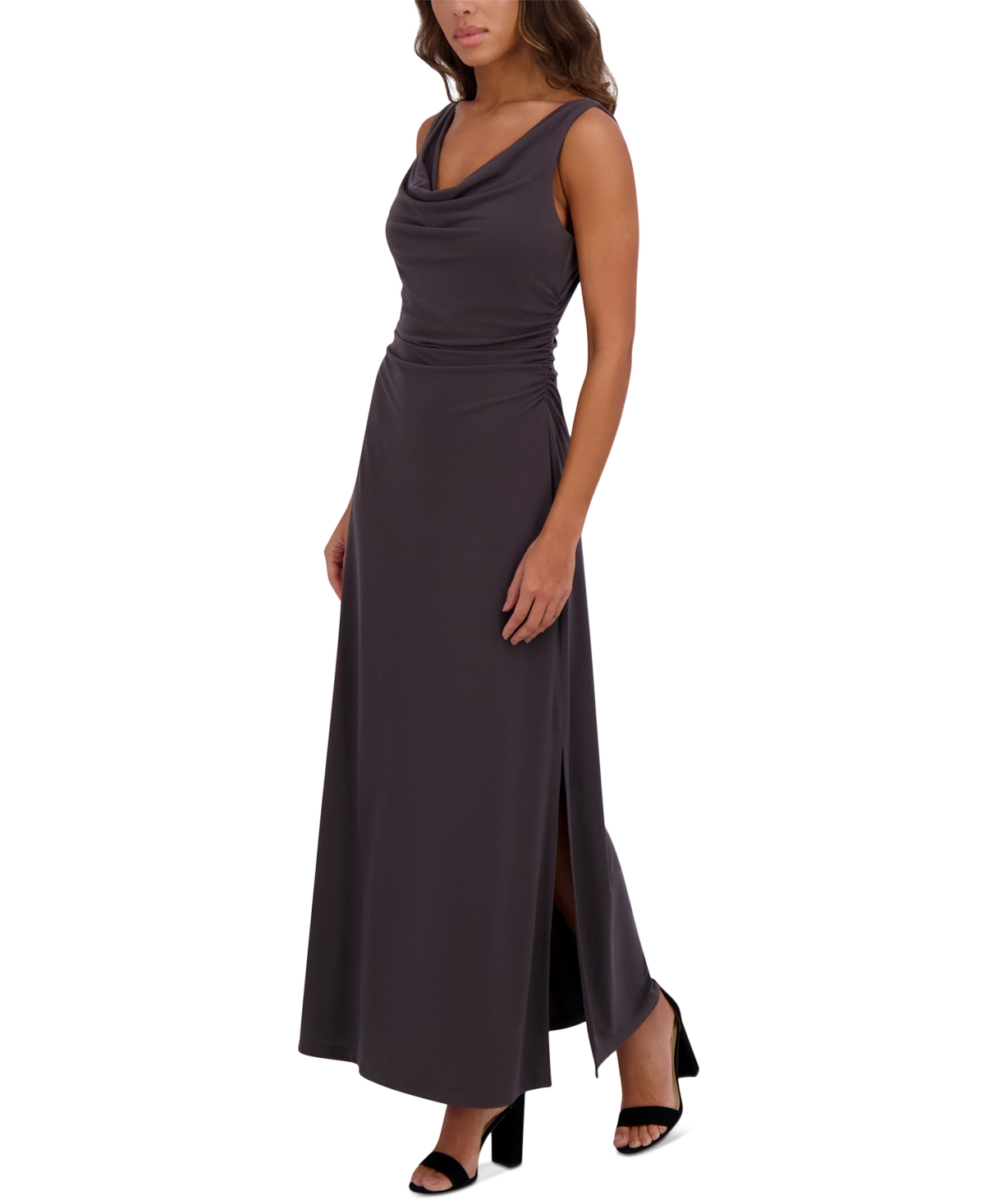 Kensie Women's Draped Cowlneck Sleeveless Maxi Dress In Slate