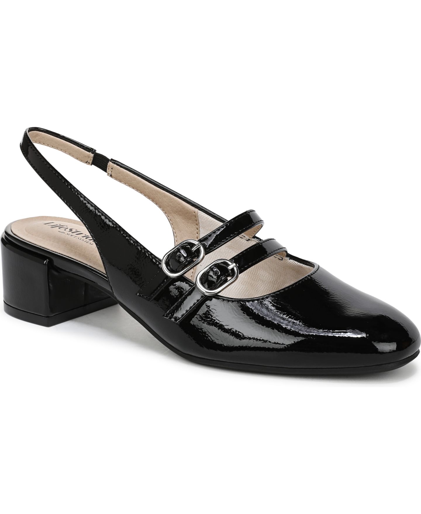 Женские туфли LifeStride Beatrice Block Heel Slingback, цвет: Чёрный искусственный лаковый — фото 1