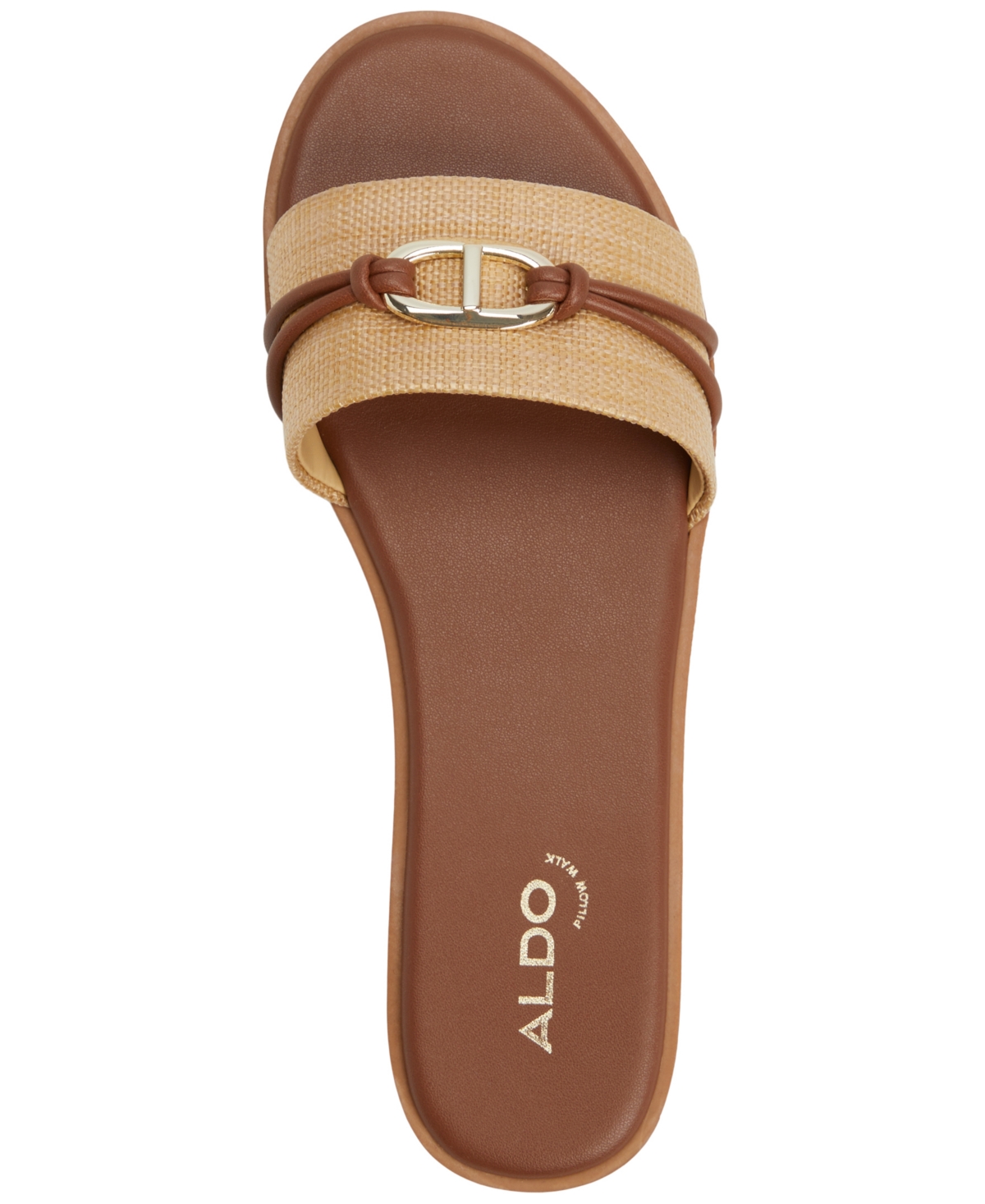 Shop Aldo Women's Vasia Hardware-trim Slide Flat Sandals In Natural Multi