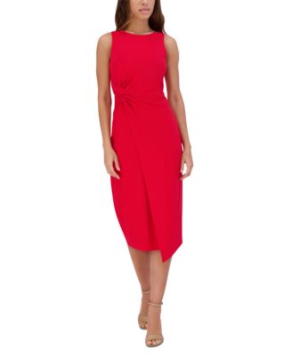 Siena - Women's Ruched Side-Twist Sleeveless Midi Dress