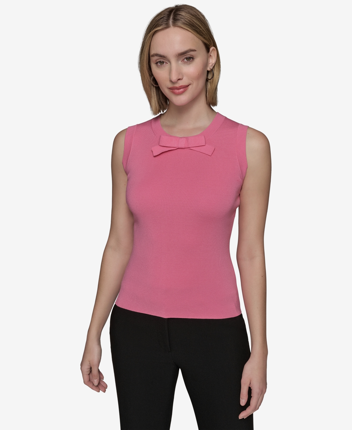 Shop Karl Lagerfeld Women's Bow-tie Sleeveless Sweater In Pink Sherbert