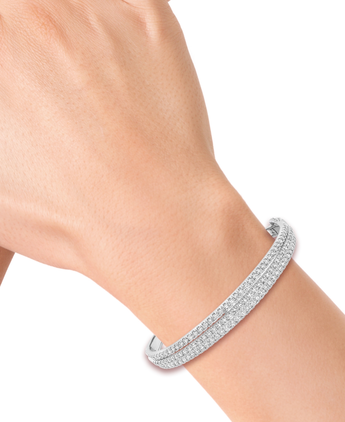 Effy Collection Effy Lab Grown Diamond Triple Row Bangle Bracelet (4 Ct. T.w.) In 14k White Gold In White Gold