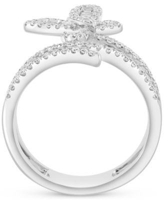 EFFY&reg; Diamond Round & Baguette Butterfly Wrap Ring (3/8 ct. t.w.) in 14k White Gold