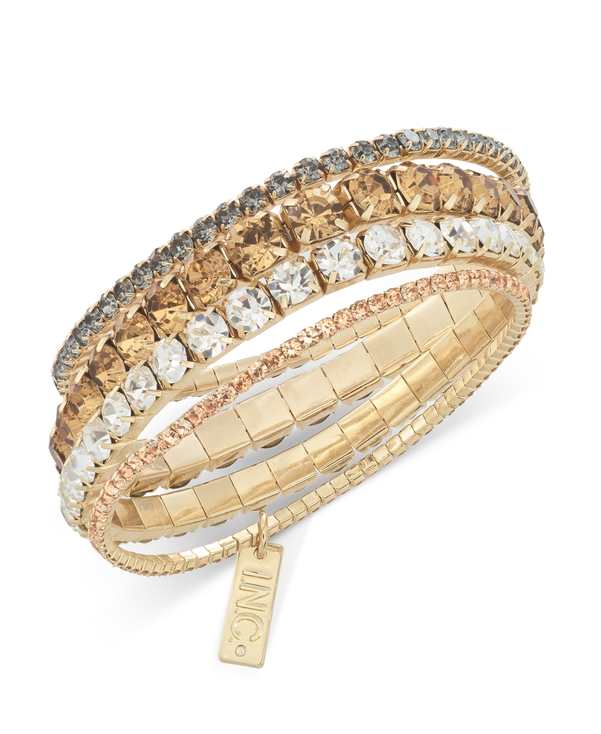 Gold-Tone 4-Pc. Set Crystal Stretch Bracelets, Exclusively at Macy's - Beige