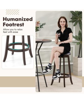 29" Counter Height Stools Set of 2 with 360° Swivel Round Seat & Footrest