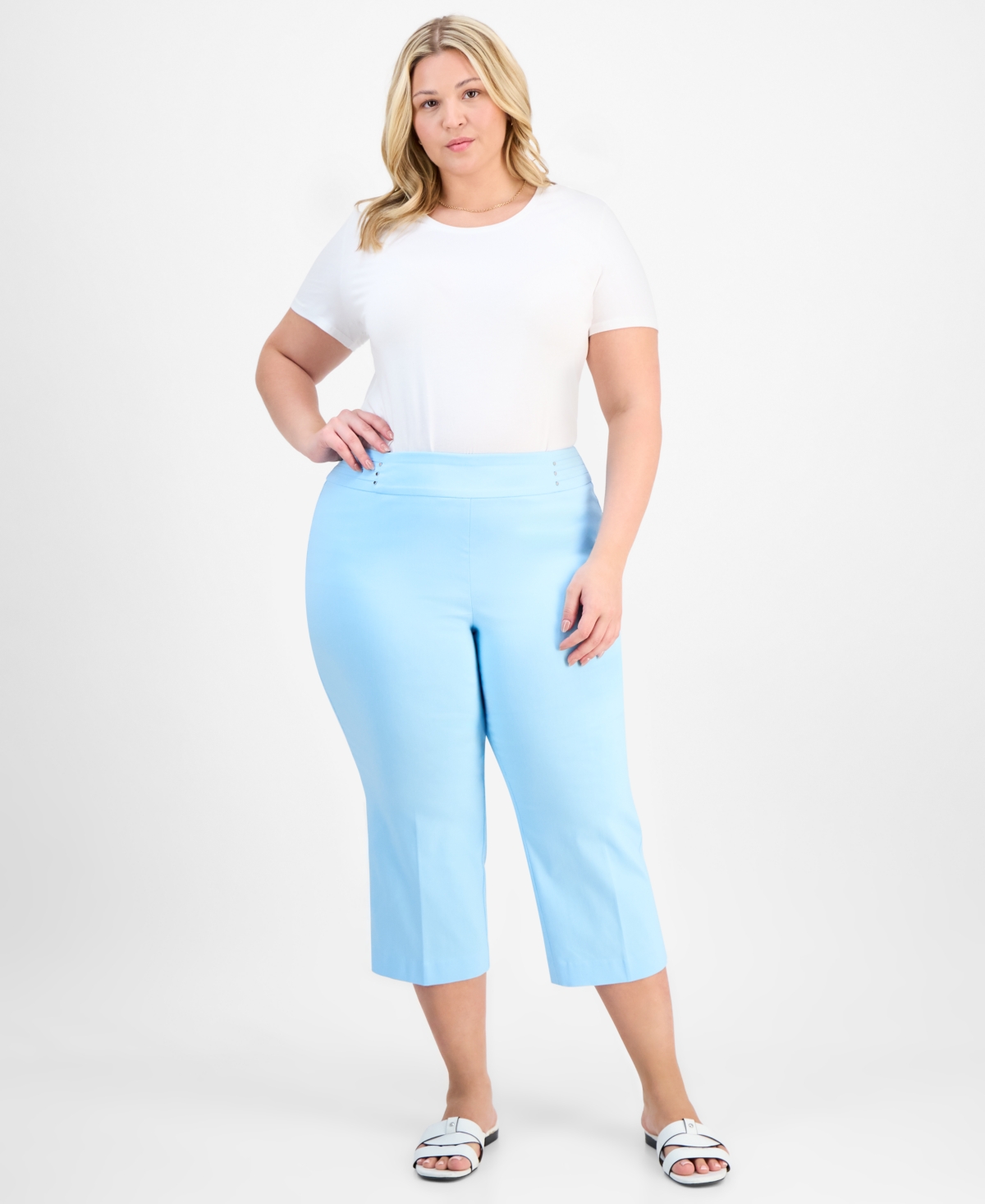 Jm Collection Plus Size Tummy Control Pull-on Capri Pants, Exclusively At Macy's