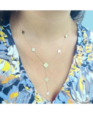 Gold Clover Station Lariat Necklace 14K Gold