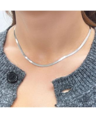 Mini Herringbone Necklace 14K White Gold - 3 millimeters - 18 inches