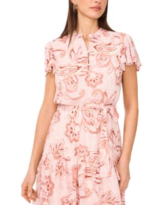 Sam & Jess Women's Tiered Floral Flutter-Sleeve Maxi Dress