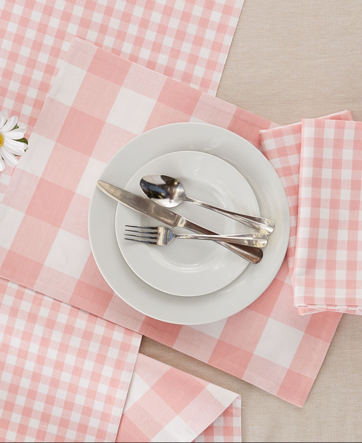 Design Imports Gingham Napkin, Set Of 6 In Pink