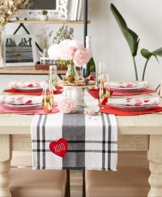 Heart XOXO Plaid Table Runner, 14" x 72"