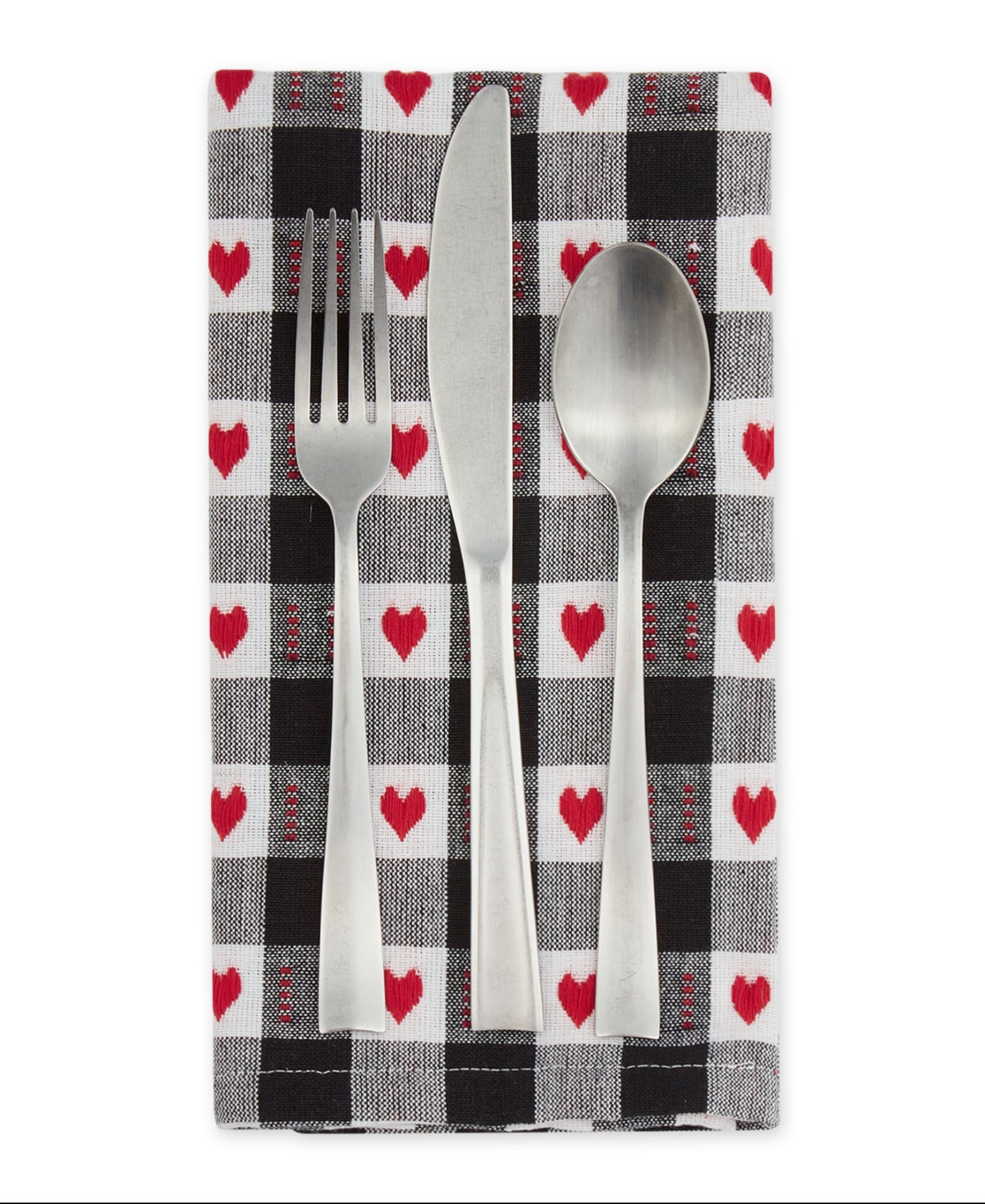 Design Imports Valentine's Day Napkin, Set Of 6 In Dobby Hearts Check