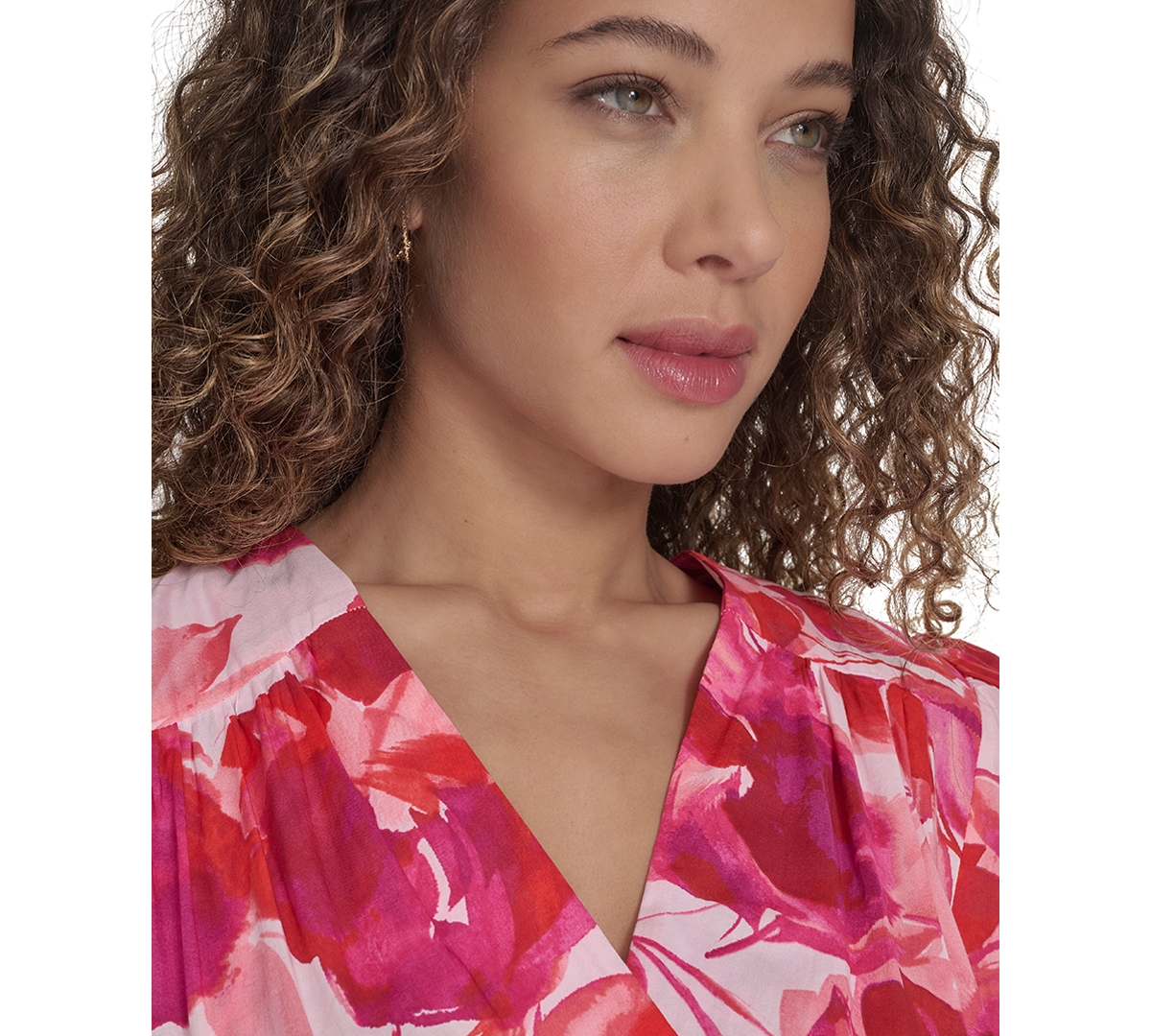 Shop Calvin Klein Women's Floral-print Cotton Midi Dress In Hibiscus Multi