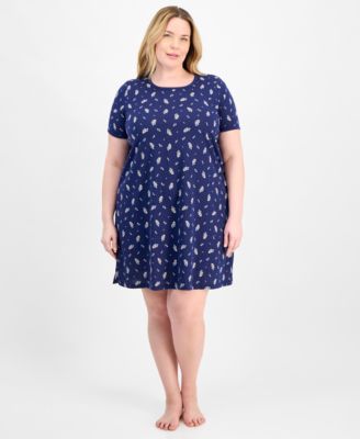 Charter Club - Plus Size Printed Short-Sleeve Sleepshirt