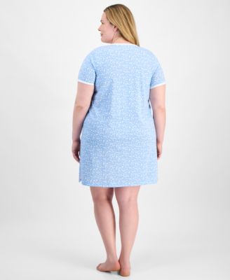 Plus Size Printed Short-Sleeve Sleepshirt, Exclusively at Macy's