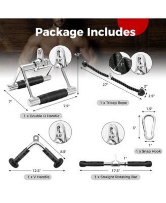 4-Piece Cable Machine Attachment Set for Home Gym