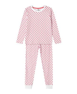 Little Girls Organic Cotton 2PC Pajama Set, Pink City (Pink & White)
