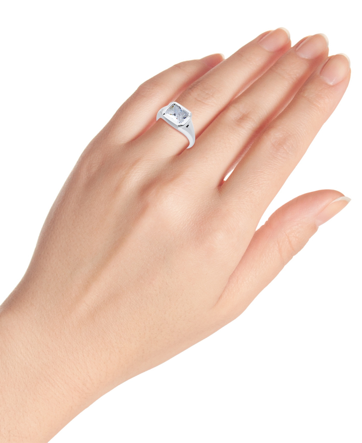 GIANI BERNINI CUBIC ZIRCONIA BEZEL SOLITAIRE RING IN STERLING SILVER, EXCLUSIVELY AT MACY'S (ALSO AVAILABLE IN 18K 