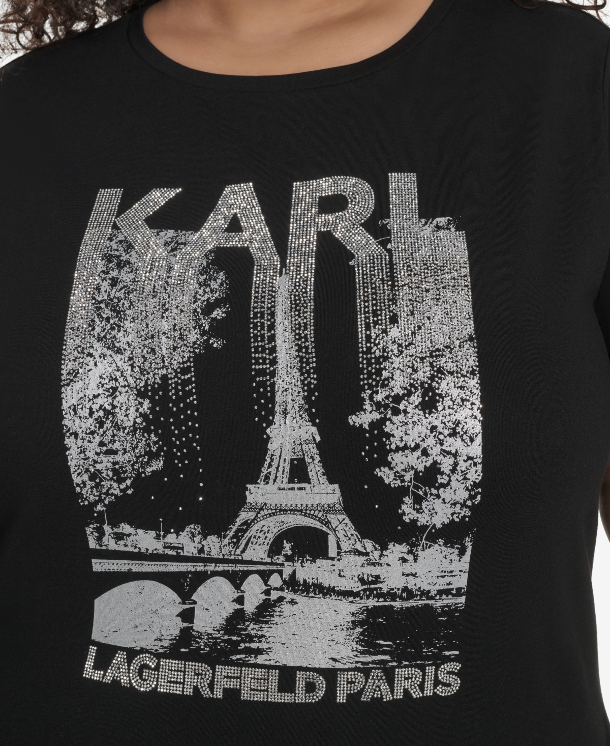 KARL LAGERFELD PLUS SIZE EMBELLISHED EIFFEL TOWER TEE, EXCLUSIVELY AT MACY'S 