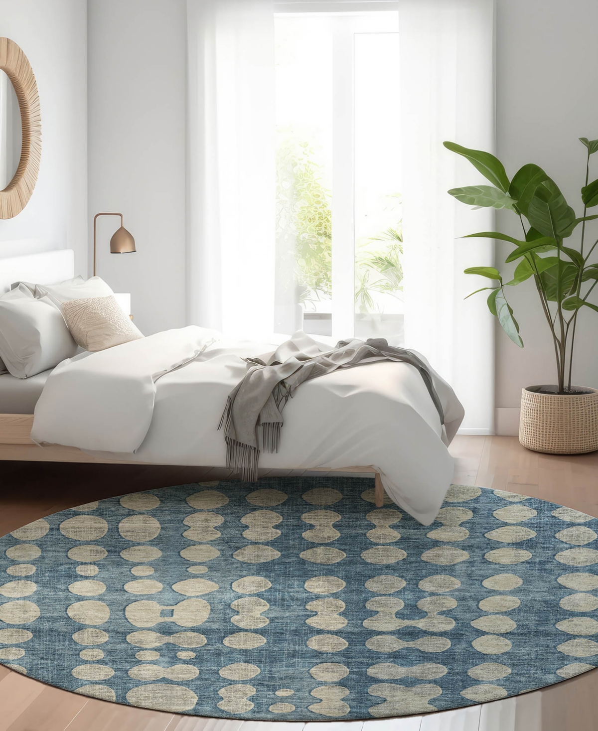 Addison Chantille Acn869 8'x8' Round Area Rug In Denim