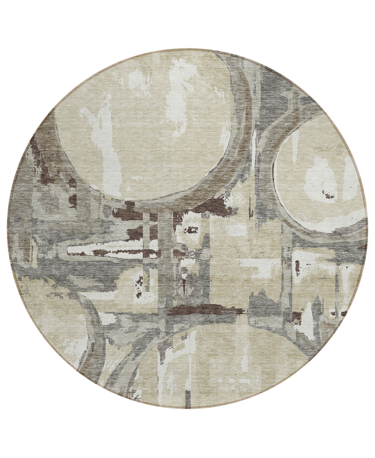 Addison Chantille Acn855 8'x8' Round Area Rug In Tan