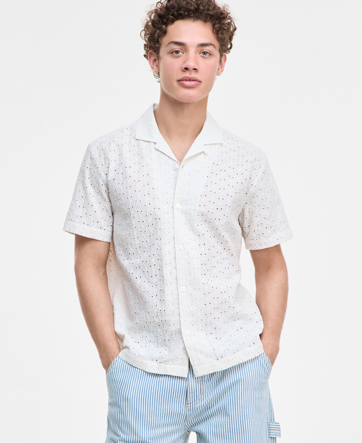 Men's Caden Floral Shirt, Exclusively at Macy's - Vintage White