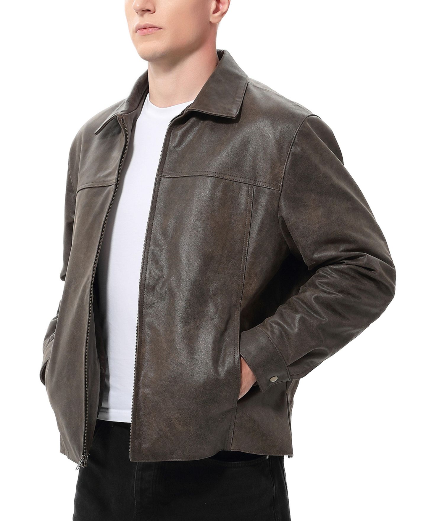 Мужская куртка BGSD Tall Men David Distressed Leather, цвет: Коричневый — фото 3