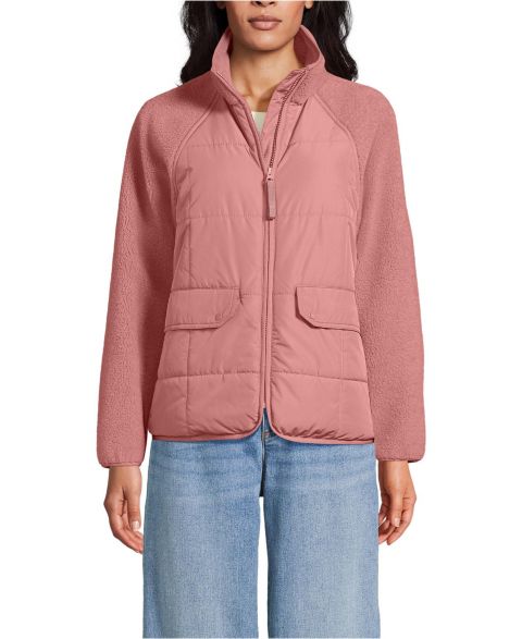 Женские куртки Lands' End Mixed Media High Pile Fleece Jacket