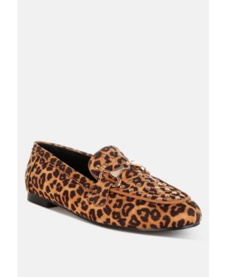 Meopa Horsebit & Studs Metallic Leopard Print Loafers