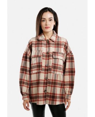 Long Sleeves Oversized Checkered Shacket
