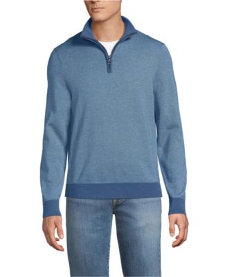 Men's Long Sleeve Fine Gauge Cotton Quarter Zip Sweater