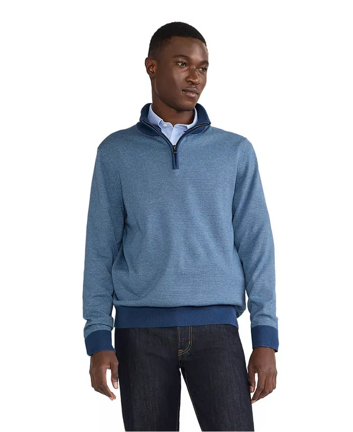 Men's Long Sleeve Fine Gauge Cotton Quarter Zip Sweater