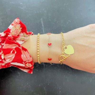 Gold Heart Toggle Bracelet 14K Yellow Gold