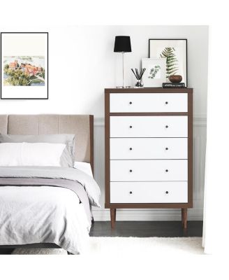 5 Drawer Dresser Wood Chest of Drawers Storage Freestanding Cabinet Organizer