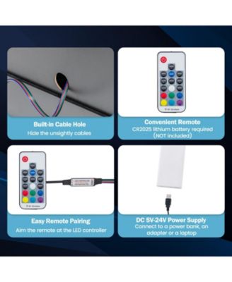 LED Nightstand with 2 Storage Drawers for Bedroom