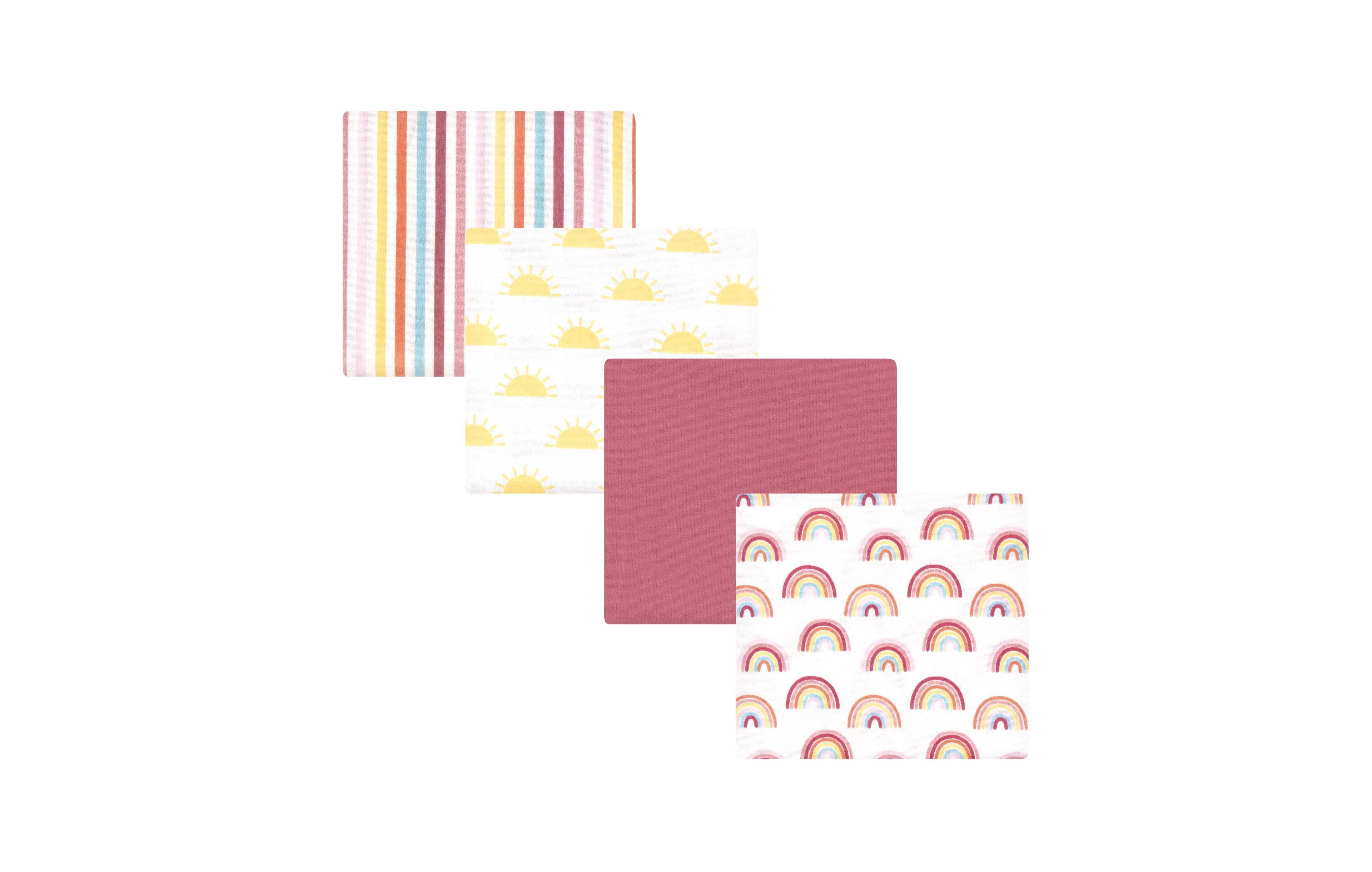 Hudson Baby Girls Cozy Cotton Poly Flannel Set of 4 Receiving Blankets