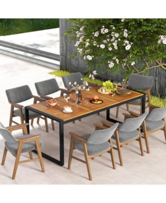 Acacia Wood Patio Table with Umbrella Hole for Garden and Poolside