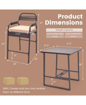 5 Piece Rattan Counter Set with 4 Stools and Polywood Bar Table