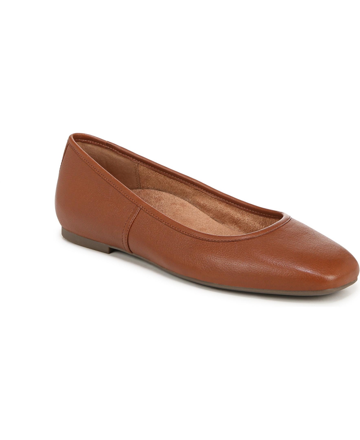 Vionic Womens Orinda Ballet Flats - Tan brown leather