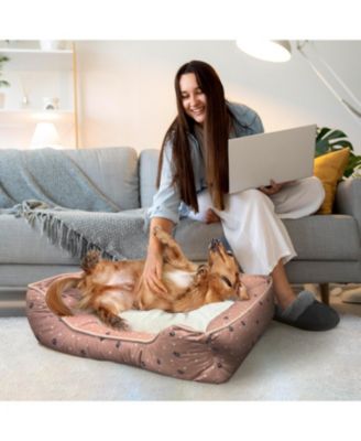 Microsuede Pet Bed, Dog Beds for Small Dogs and Cats,  Calming Cuddler Bed for Pets with Sides and Plush Center