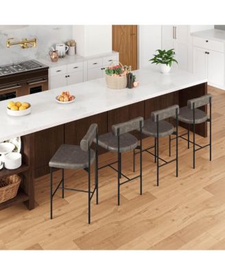  Set of 4   Upholstered   Padded Cushion & Backrest with Footrest   26" Bar Stools