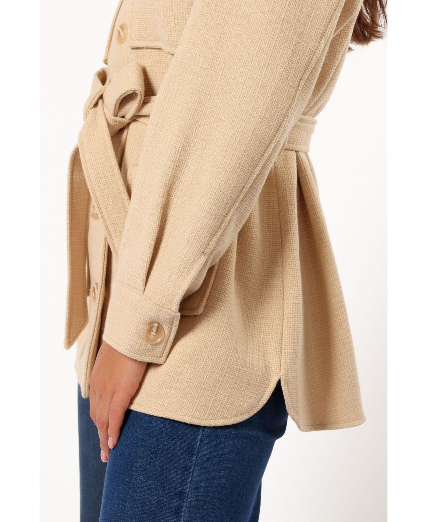 Женские куртки Petal and Pup Arlow Tie Front Shacket, цвет: Кремовый — фото 4