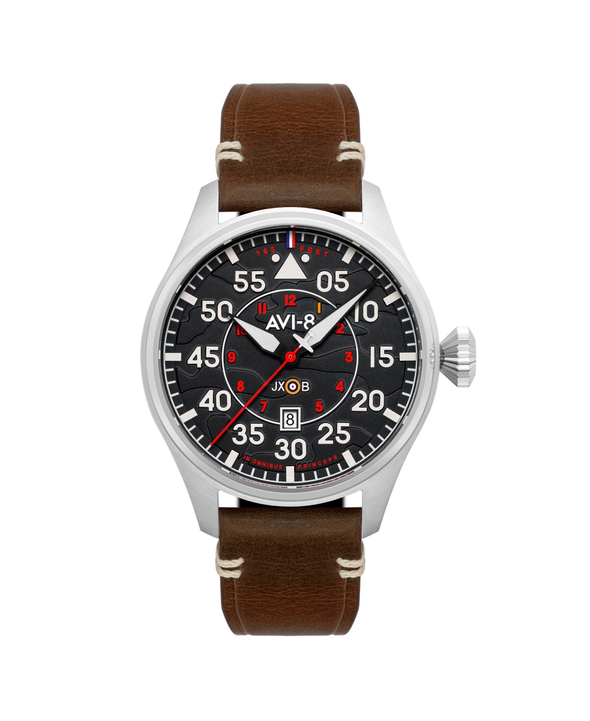 Avi-8 Men's Hawker Hurricane Clowes Automatic Brown Leather Strap Watch, 46mm In Black