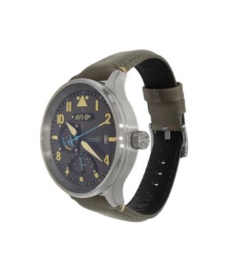 Men's Hawker Hurricane Mckellar Dual-Time Gray Leather Strap Watch, 44mm