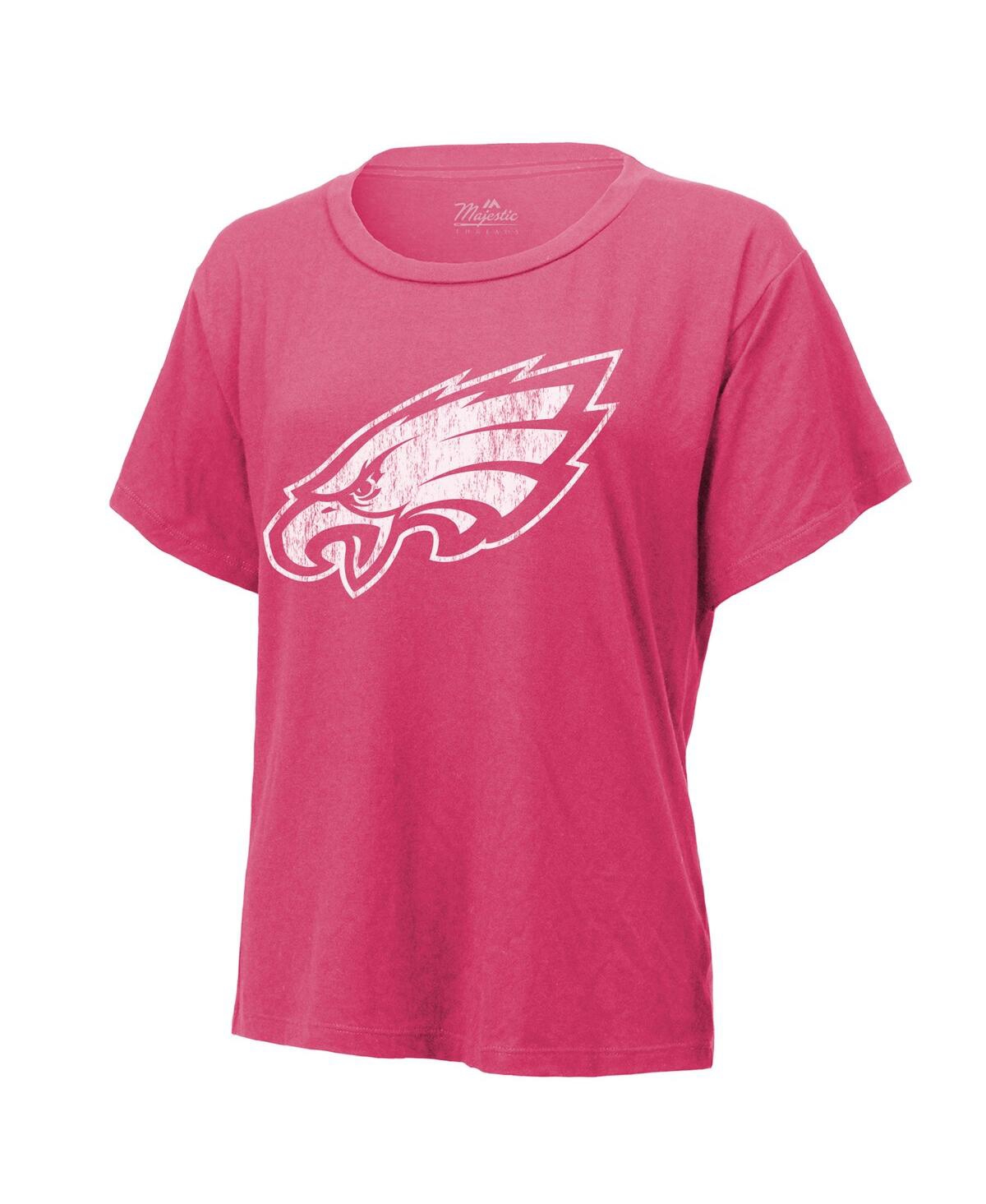 MAJESTIC WOMEN'S JALEN HURTS PINK PHILADELPHIA EAGLES NAME NUMBER T-SHIRT 