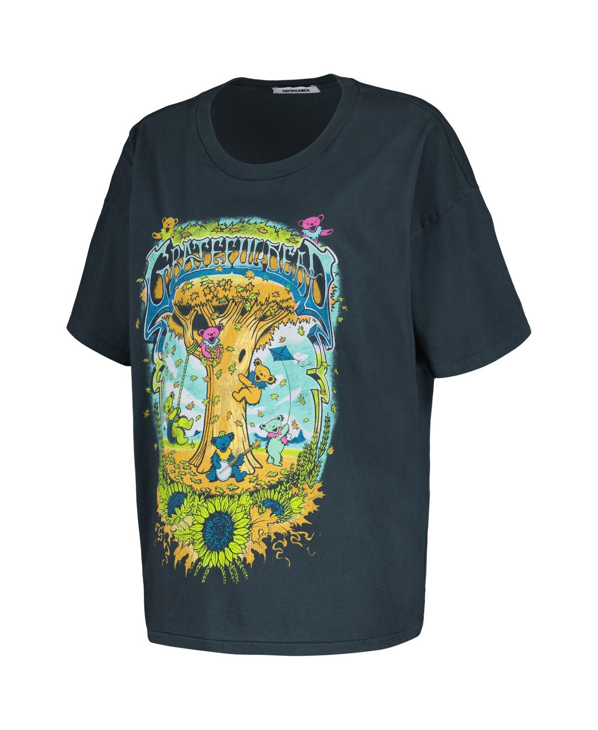 Daydreamer Women's Charcoal The Grateful Dead Autumn Bears Merch T-shirt In Charcoal