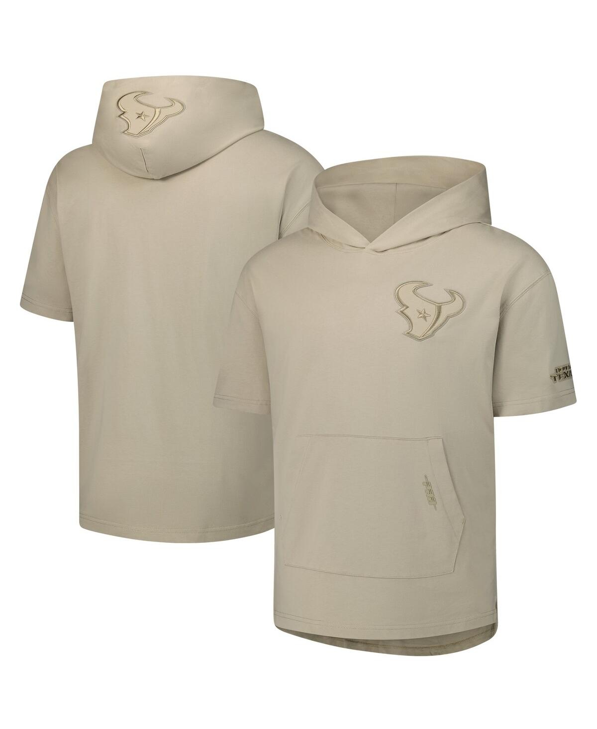 Men's Tan Houston Texans Neutrals Capsule Short Sleeve Pullover Hoodie - Tan