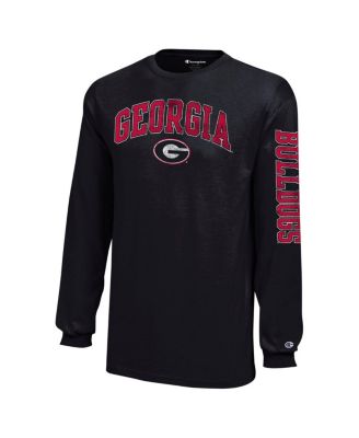 Big Boys and Girls Black Georgia Bulldogs Distressed Arch Over Logo Long Sleeve T-Shirt