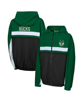 Outerstuff - Big Boys and Girls Hunter Green Milwaukee Bucks Headliner Windbreaker Full-Zip Hoodie Jacket