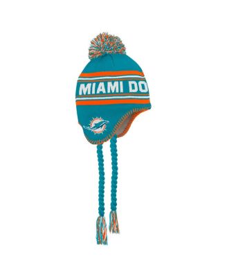 Outerstuff - Preschool Aqua Miami Dolphins Jacquard Tassel Knit Hat with Pom